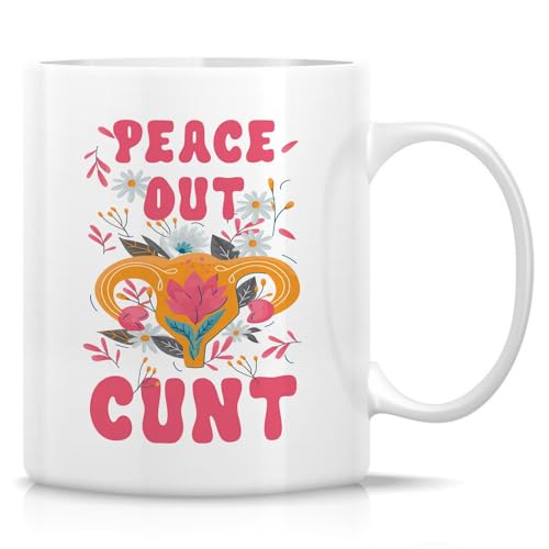 Retreez Funny Hysterectomy Mug - Peace Out Uterus Mug - 11 Oz Ceramic Coffee or Tea Cup - Hilarious Get Well Gift for Women, Surgery Recovery, Uterus Removal - Post-Surgery Gift for Friends, Survivors