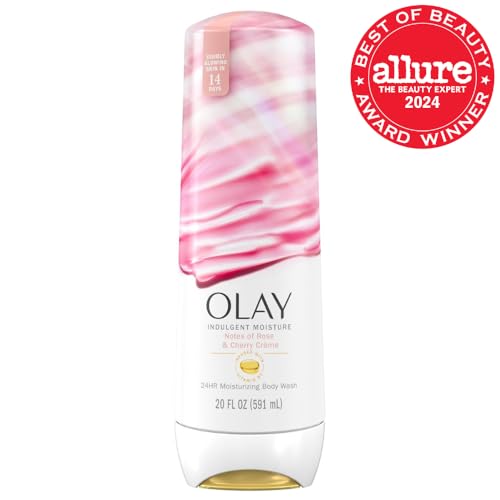 Image of Olay Body Wash for Women,Indulgent Moisture,24hr Moisturizing & Nourishing Formula,Infused with Vitamin B3 Complex,Luxurious Fragrances,Rose & Cherry Creme Scent,20 fl oz,(Pack of 2)