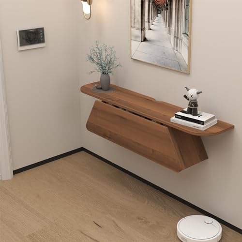 Pmnianhua Floating Console Table,47'' Wall Mounted Entryway Table,Floating Console Shelf for Entryway Hallway,Foyer,Under TV(Walnut)