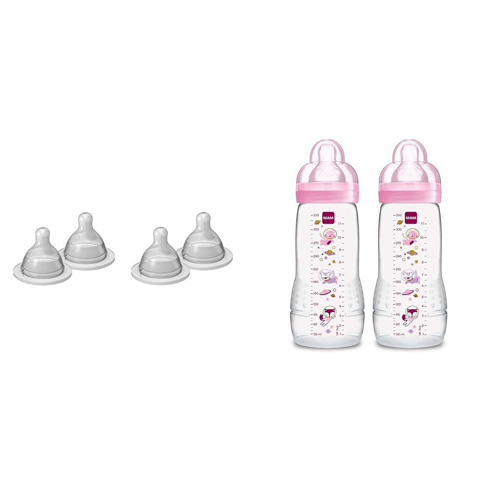 Bottle Nipples Extra Slow Flow Nipple Size 0, for Newborn Babies and Older & Easy Active Baby Bottle 11oz, Easy Switch Between Breast and Bottle, Easy to Clean, 4+ Months