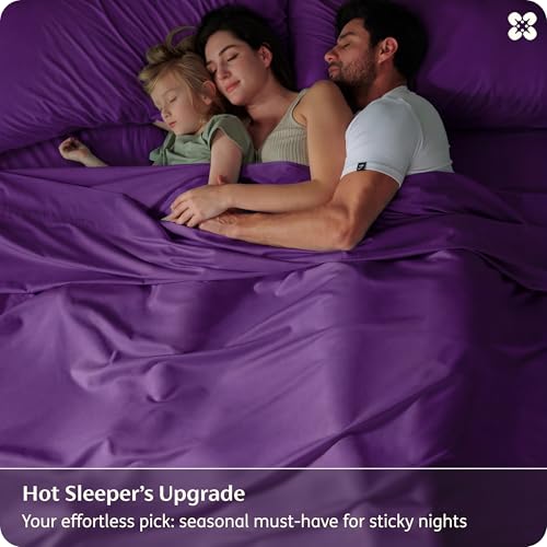 Image of Bedsure King Size Sheets Set, Cooling Sheets for Hot Sleepers, Rayon Derived from Bamboo, PureWoven, Breathable & Soft, Deep Pocket Up to 16 Inches, Hotel Luxury Silky Bedding, Plum