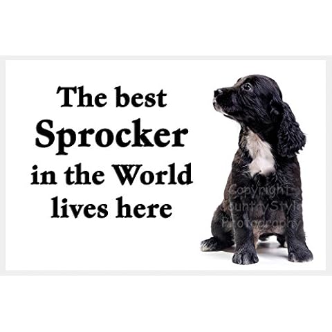 Black Sprocker Spaniel Fridge Magnet - The best Sprocker in the World lives here Cover