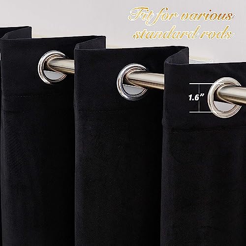 Image of Amazon Brand - Umi Velvet Eyelet Door Curtains with pom pom Lace for Living Room Bedroom Kitchen 1 pc Pack in Black Color (Door - 4 feet x 8 feet)