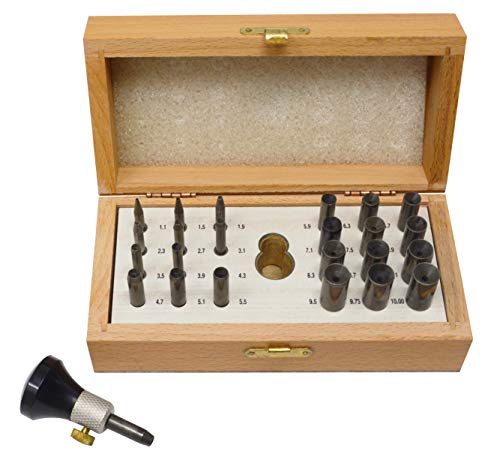 PMC Supplies LLC Bezel Setting Set with 24 Punches Sizes 1.1 to 10 MM Jewelers Tube Setting Jewelry Making Kit