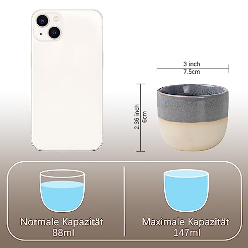 NOVAJOY Espressotassen Set [4 x 88ml], Mini-Espressotasse - Handgefertigt aus dickwandigem Porzellan, Keramik kleine Kaffeetassen Blau | Originelle Geschenkidee für Espresso, Tee, Eistee, Whiskey – Bild 3