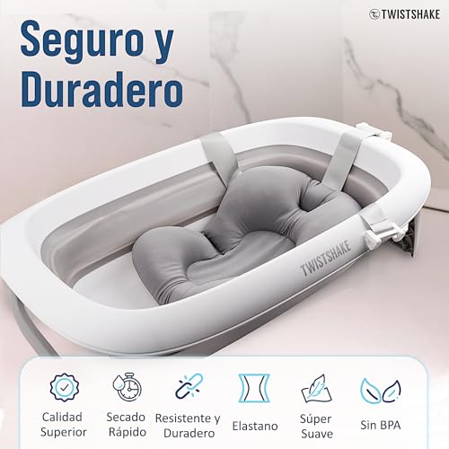 Miniatura 3 de Twistshake 78829 Asiento De Baño Para Bebé, Antideslizante, Suave, Flotante, Cojín De Aire, Gris Pastel, Talla Única, 1 Unidad, Sin Baño