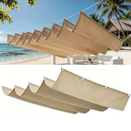 Voile d'ombrage rétractable vague 1.9 x 7 m kaki protection UV terrasse