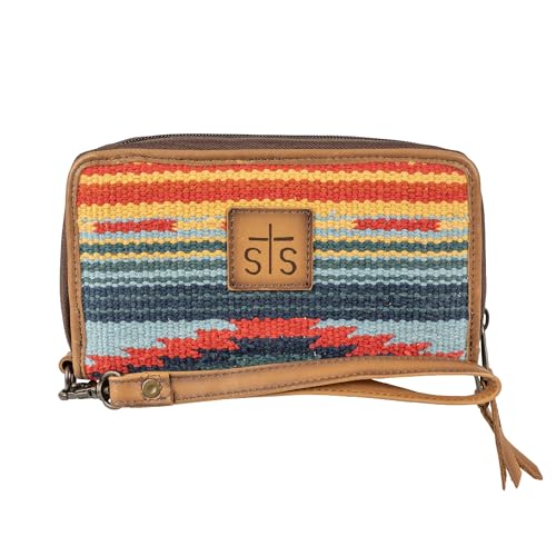 STS Ranchwear Women's Chaynee Valley Serape Kacy Organizer-Leather Wrist Strap, 32 Card Slots, Secure Zip Closure, Multi