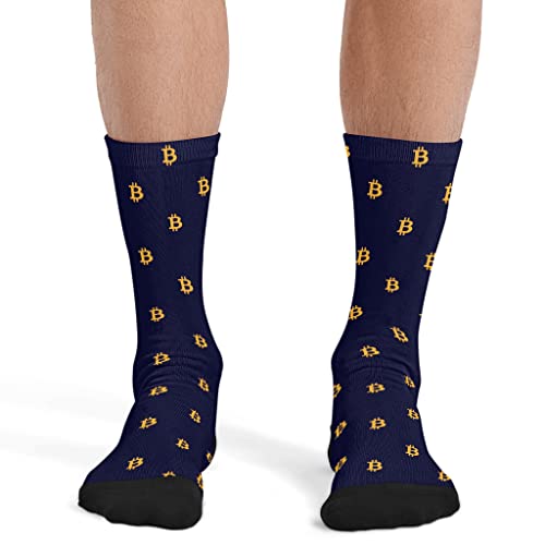 DZUAIKIT Mens Dress Socks Crew Socks Bitcoin Sign Print Man Gift Socks 15.75 Inch Stretch Sport Keep Warm Sock2