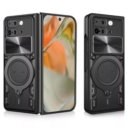 Coque Pixel 9 Pro Fold antichoc silicone noir avec anneau de support arrière rigide