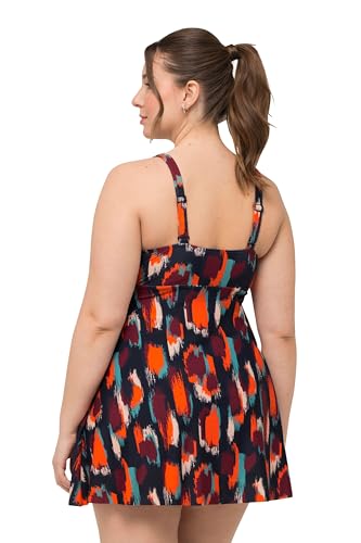 Ulla Popken Damen Badekleid Amber, Fleckenprint Badeanzug, Marine, 54-56
