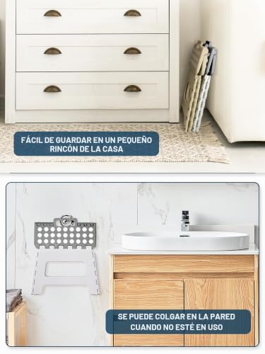 Miniatura 3 de House Day 22cm Taburete Plegable Para Niños - Caminar Pie Niño Plegable Taburete De Plástico Silla Plegable Taburete Plegable Taburete Taburete Paso, Taburete Para Niños Gris Y Blanco
