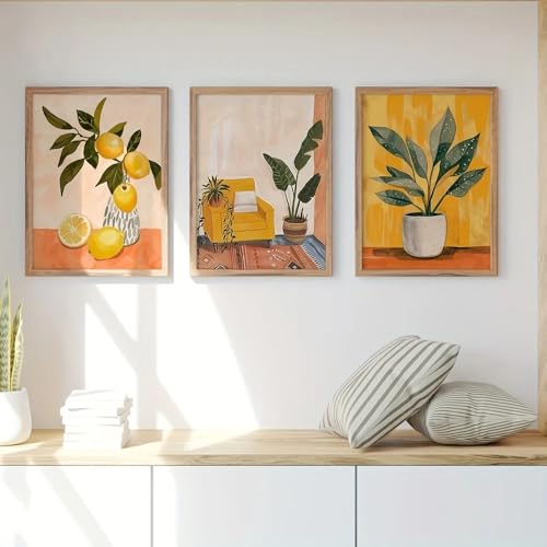 Tableau citrons jaunes pour salon moderne | Toile déco bureau 60x80