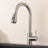 REPLYSAT Brushed Nickel Kitchen Faucets 304 Stainless Steel Single Handle Pull Out Kitchen Tap Swivel 360 Degree Mixer Tap