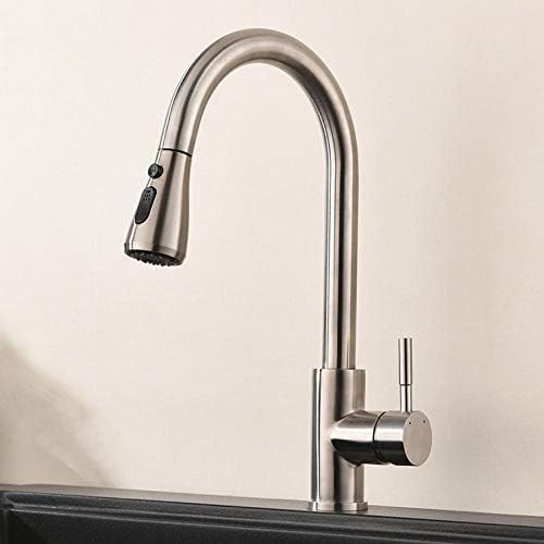 REPLYSAT Brushed Nickel Kitchen Faucets 304 Stainless Steel Single Handle Pull Out Kitchen Tap Swivel 360 Degree Mixer Tap
