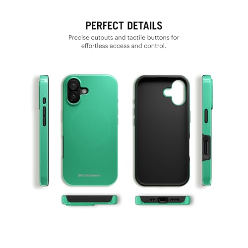 Image of DailyObjects Polycarbonate Enamel Bumper Magsafe Case for iPhone 16 Compatible with Mag-Safe Wireless Charging | Mint Hybrid Magnetic Back Cover