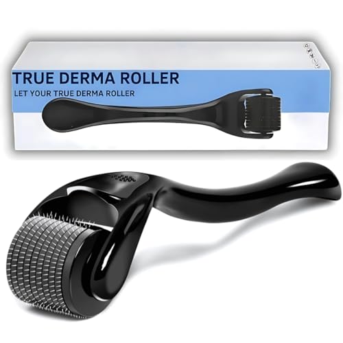 Derma Roller 0.5mm Beard Hair Rollers for Men| Microneedling Roller for Face Body Scalp| Derma Roller for Men & Women| 540 Titanium Needle Home Use, Acne Marks, Cellulite Treatment.(Matte Black)