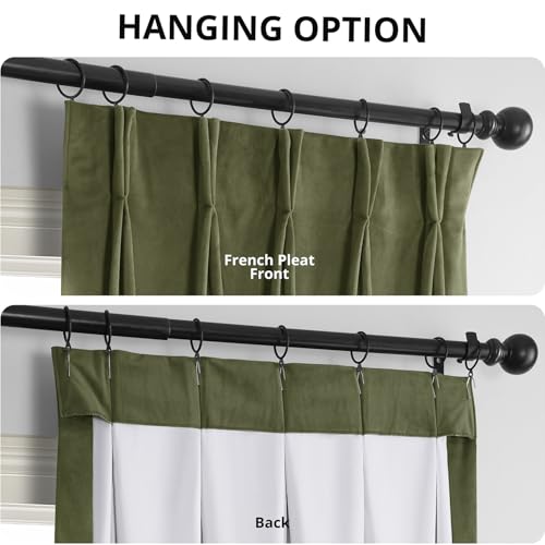 Image of HPD Half Price Drapes Velvet Blackout Curtains /Drapes - 108 Inches Long 1 Panel Blackout Curtain Signature Pleated for Living Room & Bedroom - 25W X 108L, Hunter Green