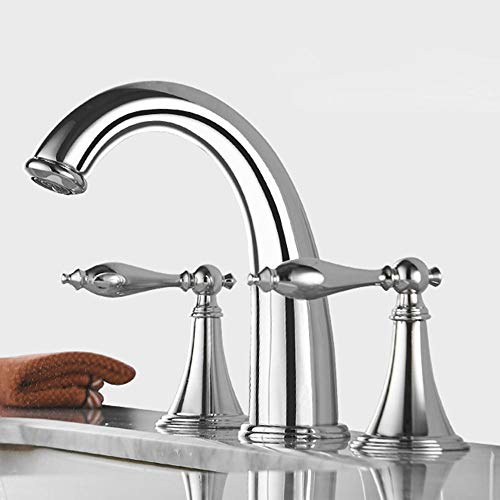 Robinet mitigeur de lavabo 3 trous en laiton massif chromé style fendu luxe