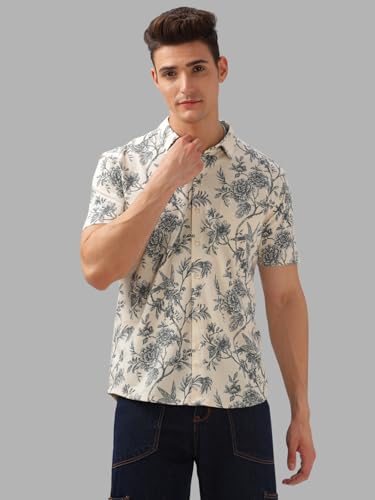 Image of BULLMER Trendy Regular Fit Printed Causal Half Sleeve Shirt for Men