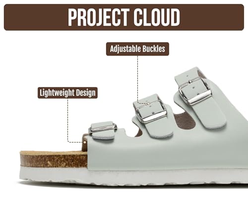 Image of Project Cloud 100% Genuine Leather Summer Sandals for Women 2026 - Memory Foam & Cork Footbed Beach Vacation Essentials Womens Sandals Comfortable Lightweight Slides for Women Footwear (Capri)