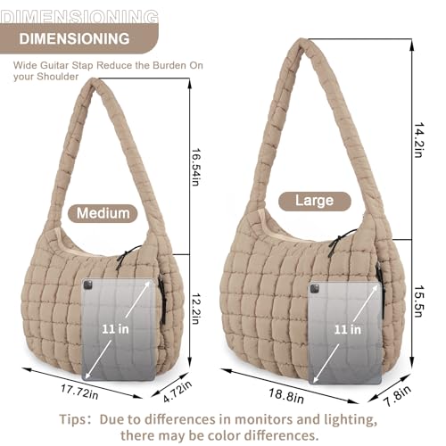 Image of Quilted Puffer Tote Bag Purse Puffy Crossbody Shoulder Bag,Lightweight Nylon Hobo Bag Puffer Carryall Bag for Women Girl