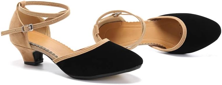 AOQUNFS Women Latin Dance Shoes Closed Toe Ballroom Salsa Tango Modern Practice Performance Party Dancing Shoes,DY212-R,Black-3.5,US 8 | Image 2