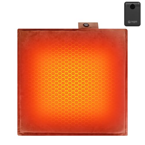 SAVIOR HEAT Portable Heated Seat Cushion 3 Heat Settings Battery Opearted 10000mAh Butt Pillow USB Rechargeable Heating Seat Cushion Heated Seat Cover Pad for Stadium Home Use Fishing Campin