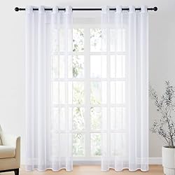 Cortinas Dormitorios Matrimonio Modernos CUTEWIND 2 Unidades Cortinas Salon Visillos Translucidas de Dormitorio Matrimonio con Ojales Cortina Larga Decorativa para Ventana Comedor Cocina Habitacion Sala Cuarto 140 x 245 cm Blanco