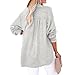 Womens Summer Tops Casual Button V Neck Long Sleeve Shirts Loose Pullover Tops Oversized Blouses Lightweight Gauze Top Gray