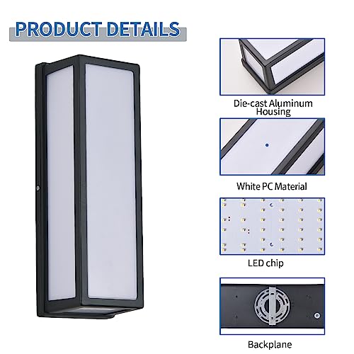 Rosysky Outdoor Wall Sconce 2 Pack 30W Led Modern Porch & Patio Wall Lights Black Exterior Light Fixture Aluminum Sconces Wall Lighting Suitable For Garage,Courtyard,House(3000K) #TOP3