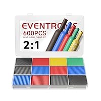 Eventronic Schrumpfschlauch Set 600 Stück, Eva-Material Upgrade, IP56 Wasserdichtes, Insgesamt 27 m, 5 Farben, 12 Größen, Ideal für Elektrische Isolierung und Drahtverbindungen, Niemals Verblassen