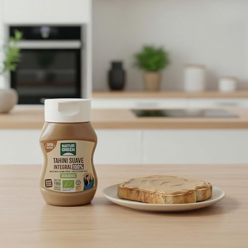 Miniatura 3 de Naturgreen - Tahini Suave Integral Bio, 270 G, Tapón Antigoteo, Puré De Sésamo Textura Cremosa, Rico En Fibra, Sin Gluten Ni Azúcares, Fuente De Proteínas, Recetas Saludables