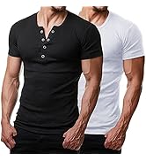 COOFANDY Men's Muscle Henley Shirts 2Pack Short Sleeve Casual Basic Fashion T Shirts