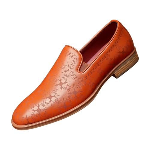 Santimon Men's Leather Slip-On Dress Loafers Embossed Pattern Formal Business & Casual Shoes