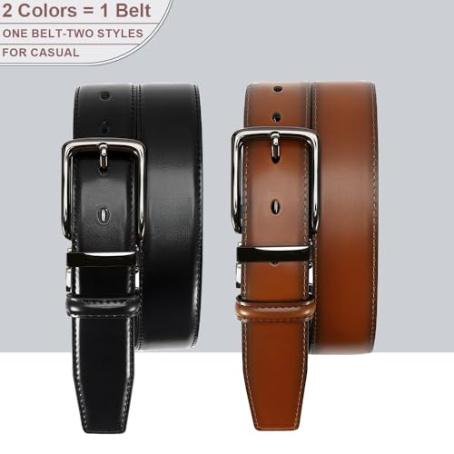 Image of DOOPAI Reversible Leather Belt for Men 1.25 inch - Dual Sided Dress and Casual Belt, Trim to Fit, 2 Styles in One Belt