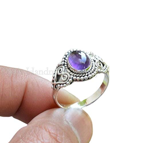 Natural Amethyst Ring 925 Sterling Silver Ring Bohemian Ring Oval Amethyst Ring Gemstone Ring Purple Amethyst Ring Dainty Women Ring Ring For Women Handmade Ring Anniversary Gift Ring Promise Ring #TOP1