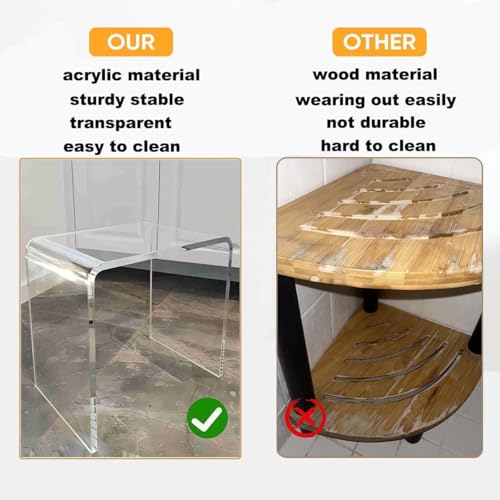 Shower Chair for Inside Shower,700 lbs Heavy Duty Shower Seat for Bathtub,Acrylic Shower Bench for Adults,Waterproof Shower Stool for Shaving Legs,Clear Stool for Bathroom,Bedroom and Living Room by ZVOBUEI - Image 5