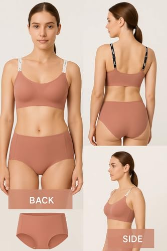 Image of ELEG & STILANCE Women Printed Bralette Bra Panty Set | Soft Stretch Wirefree Lingerie Combo | Adjustable Straps Everyday Comfort Innerwear