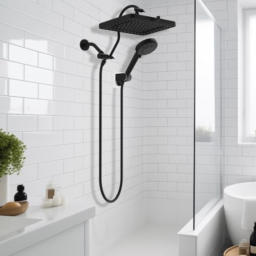 Hibbent 13'' 5-spray Rain Shower Head with 10-Spray Handheld, Matte Black - image 8