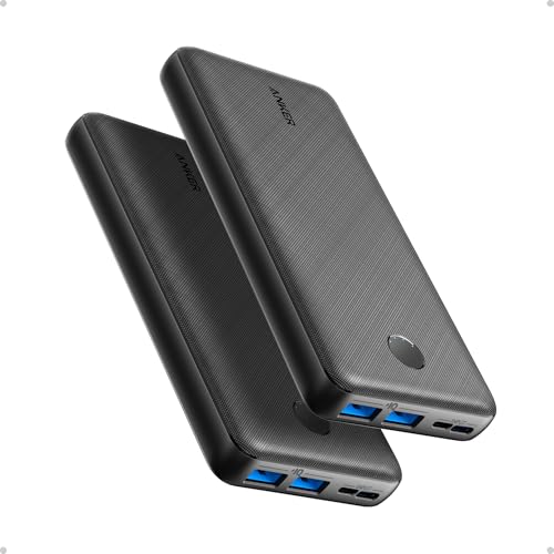 ANKER 325 Power Bank (PowerCore Essential 20K), 20000mAh Battery with High-Speed PowerIQ Technology for iPhone Series, Samsung Galaxy, and More (USB-C Input Only, 2)