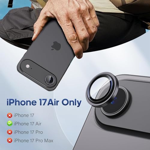 Image of CLITZ for iPhone 17 Air Camera Lens Protector Original Individual Lens Screen Protector | 9H Hardness, Scratch-Resistant, Case Friendly (Black)