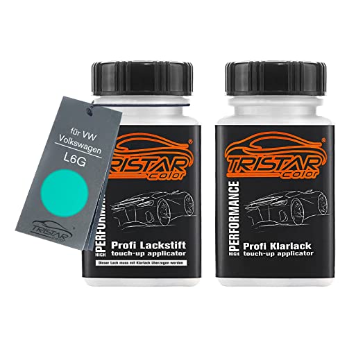 TRISTARcolor Autolack Lackstift Set für VW/Volkswagen L6G Türkis Basislack Klarlack je 50ml