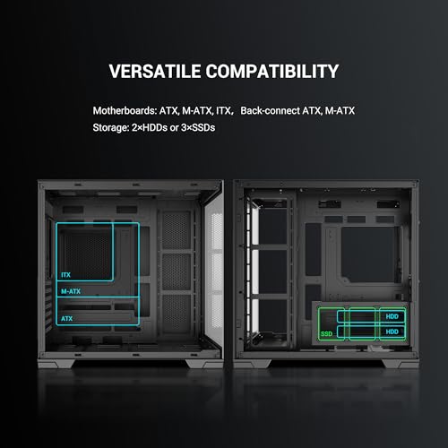 Image of SAMA V52 PC Case with 7 ARGB Fans and Hub, Full View Tempered Glass Mid Tower Gaming Case, Type-C, High Airflow, Supports ATX /Micro-ATX /Mini-ITX, Supports 420mm GPU & 360mm Radiator, Black