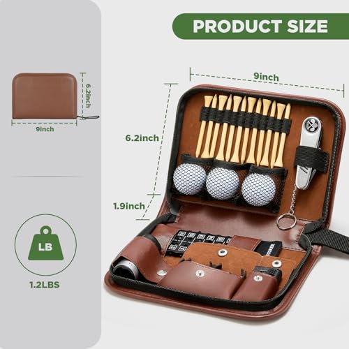 SANLINZOM Golf Accessories for Men and Women for Golfers, Accessories Set in Hi-End PU Case with Golf Balls, HD Rangefinder, Golf Tees, Cleaning Brush, 6-in-1 Divot Knife, Scorer, Golf Ball Clamp
