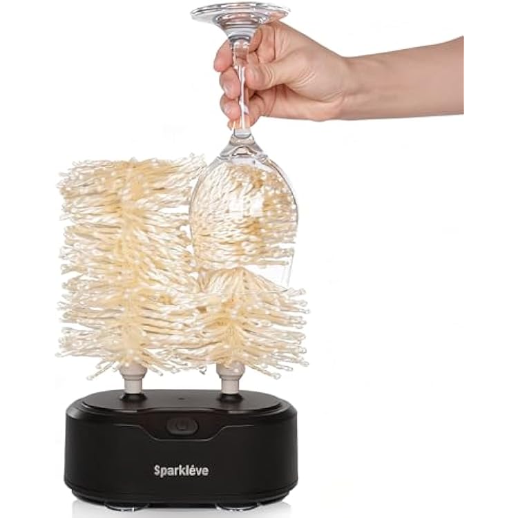 Home Glassware Polisher, World's First Affordable Spinning Glass Polisher, 600 RPM Dries, Polishes, All Glasses, Wine, Bar, Drinking, Wet Glass and Spin For Sparkling Glassware, Black, Classic Matte