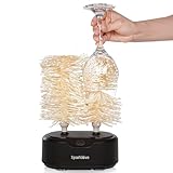 Home Glassware Polisher, World's First Affordable Spinning Glass Polisher, 600 RPM Dries, Polishes, All Glasses, Wine, Bar, Drinking, Wet/Dry, For Sparkling Glassware, Black, Classic Matte