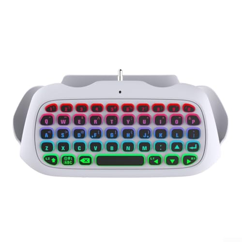 Hosrivae Clavier contrôleur sans fil RVB BT3.0, haut-parleur intégré avec prise jack 3,5 mm, batterie 500 mAh, pour communication de jeu PS5/PS5 Pro (blanc)