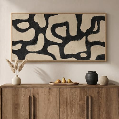 Framed Neutral Horizontal Abstract Wall Art
