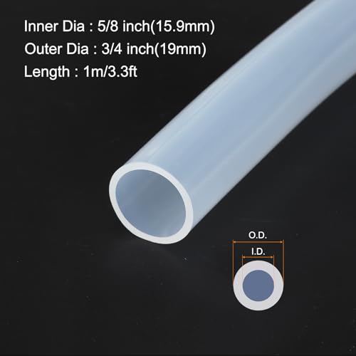 Image of 1m(3.3ft) 16mm(5 /8 inch) ID x 19mm(3 /4 inch) OD Silicone Tubing Clear Industrial Plastic Tubing Pure Silicone Hoses for Pump Siphoning Draining Irrigation Brewing
